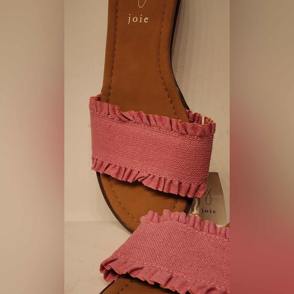Joie Eidel Ruffled Leather Slide Sandals in Women's Pink Size 7.5 - Picture 3 of 9